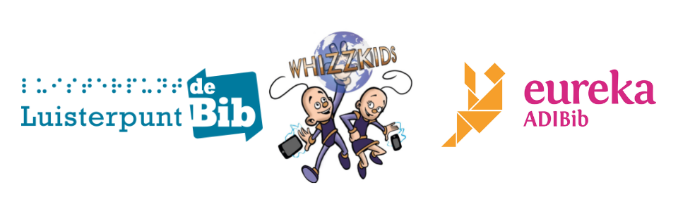 logo's Luisterpunt, Whizzkids en Eureka Adibib