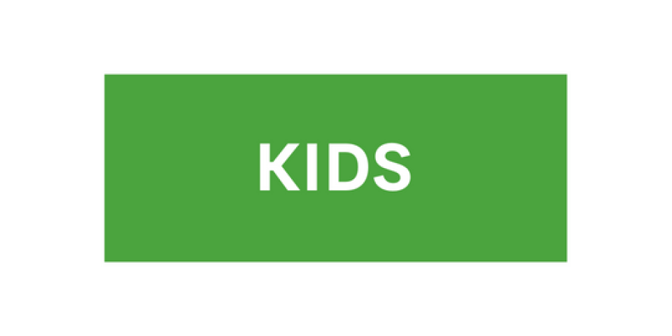 groene achtergrond met in witte letters 'kids'